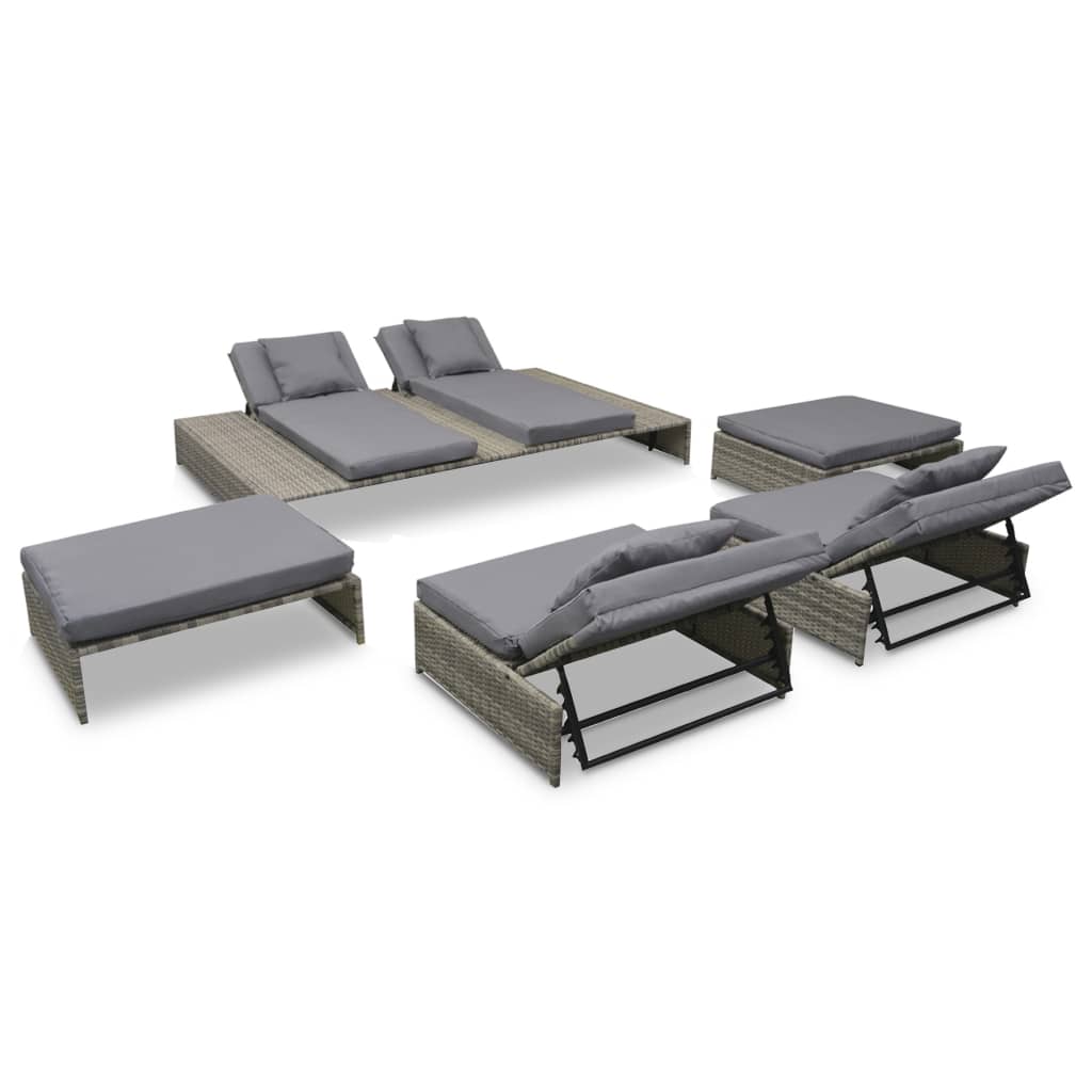 15 részes szürke kültéri polyrattan pihenőszett