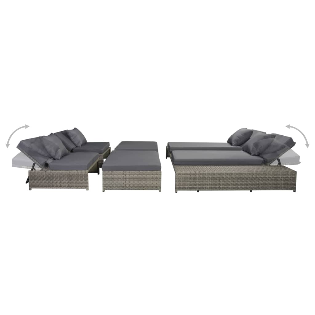 15 részes szürke kültéri polyrattan pihenőszett