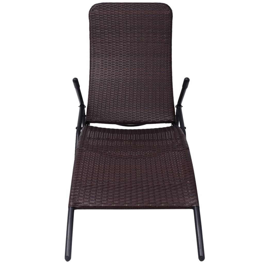 Barna összecsukható polyrattan napozóágy