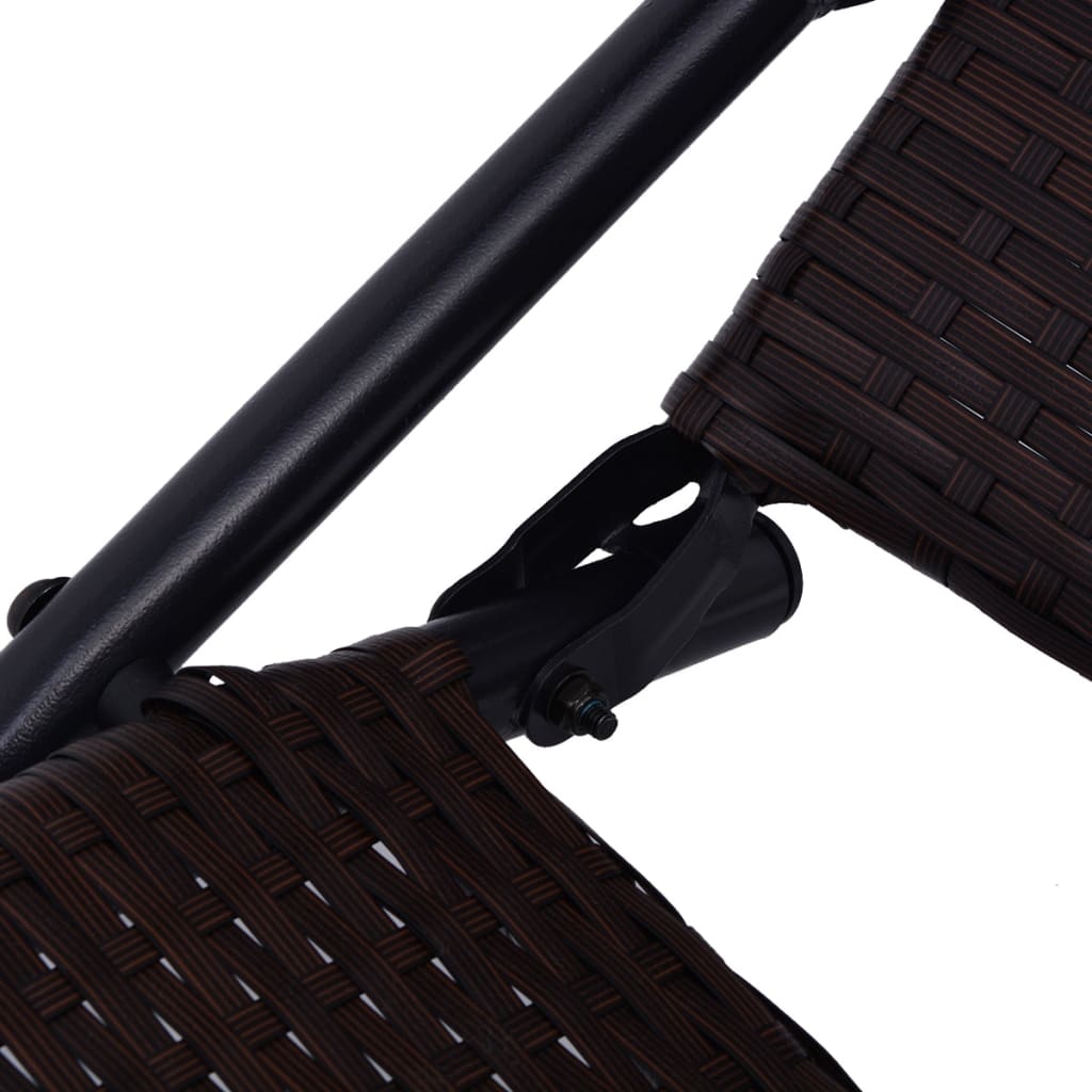 Barna összecsukható polyrattan napozóágy