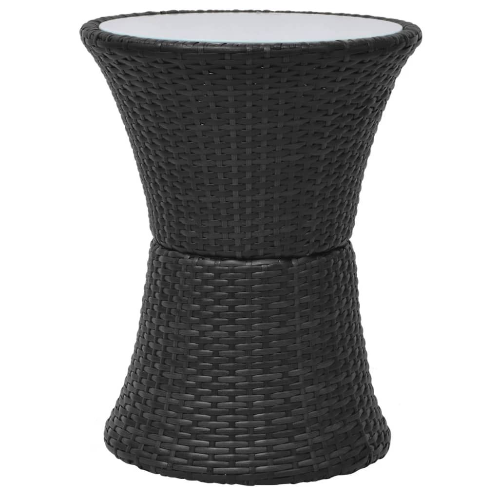 3 darabos fekete polyrattan bisztrószett párnákkal