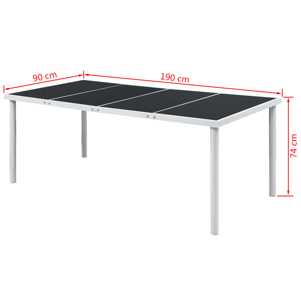 9-részes fekete kültéri acél étkezőgarnitúra