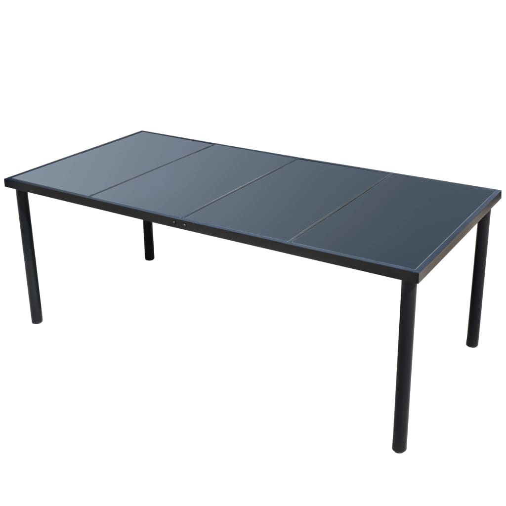 9-részes fekete kültéri acél étkezőkészlet