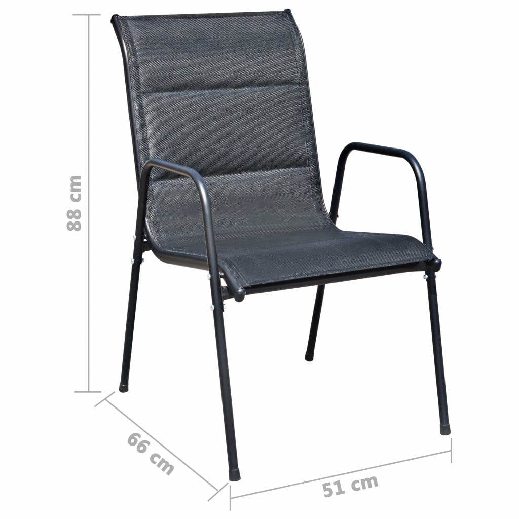 9-részes fekete kültéri acél étkezőkészlet