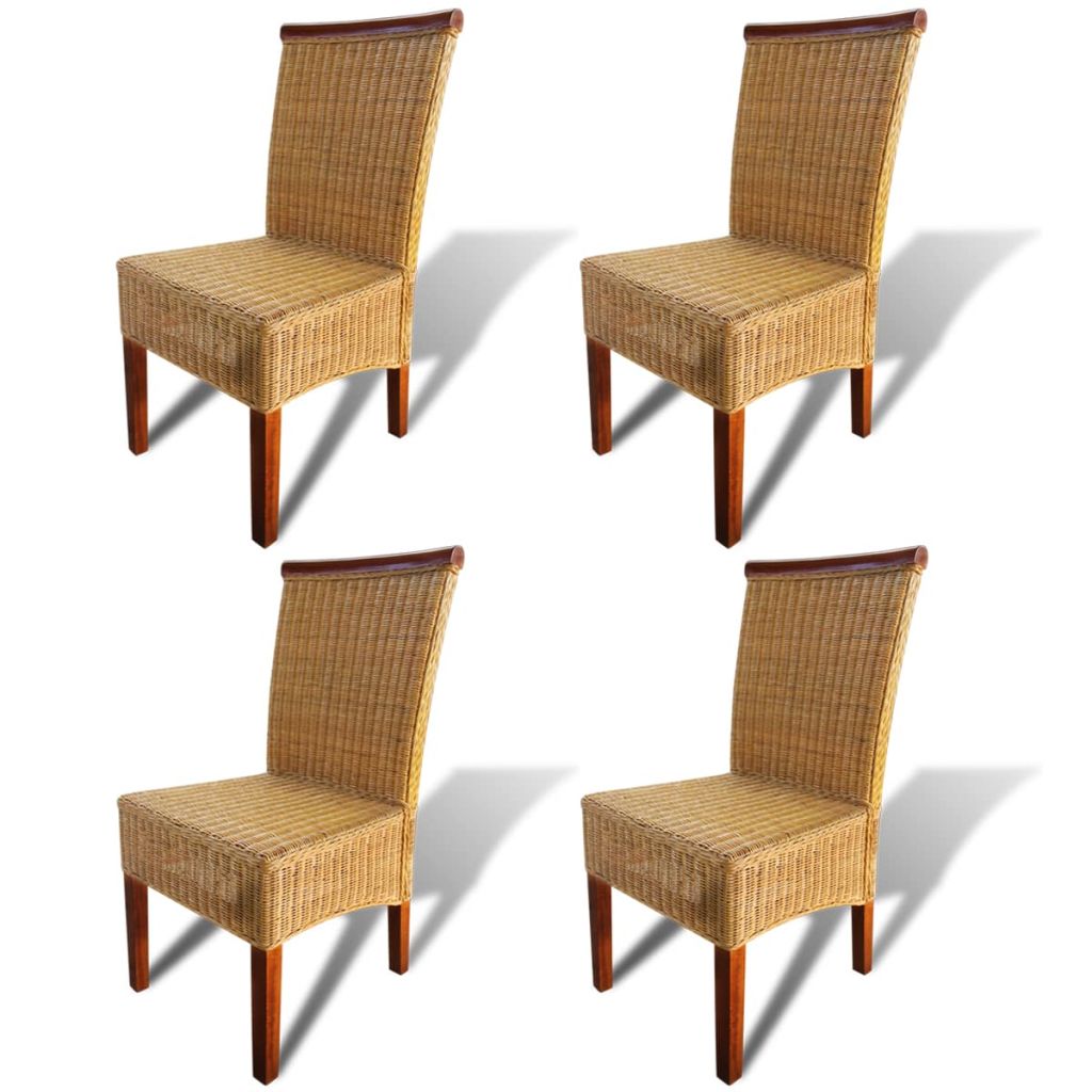 4 db barna természetes rattan étkezőszék 4 db barna természetes rattan étkezőszék