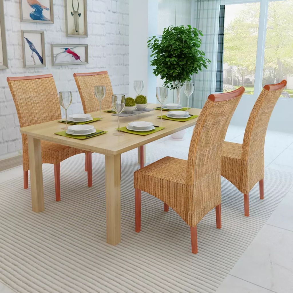 4 db barna természetes rattan étkezőszék 4 db barna természetes rattan étkezőszék