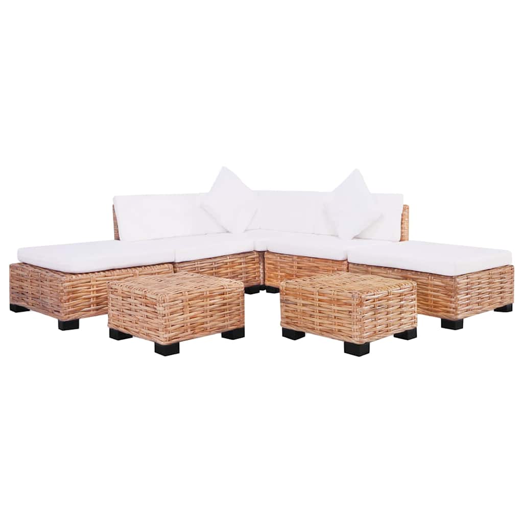 18 részes természetes rattan kanapészett