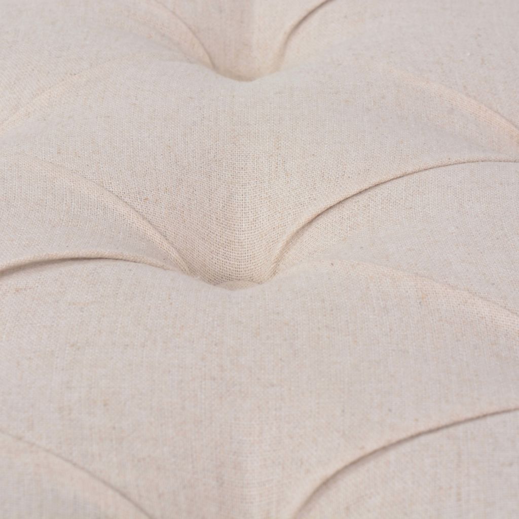 Krémfehér, vászon és tömör fa pad 150 x 40 x 48 cm