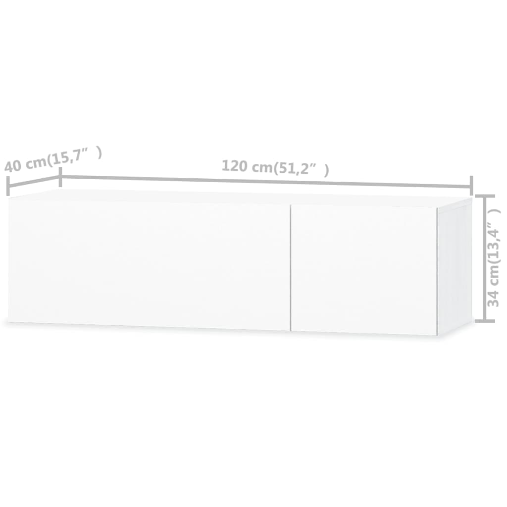 Fehér magasfényű faforgácslap tv szekrény 120 x 40 x 34 cm Fehér magasfényű faforgácslap tv szekrény 120 x 40 x 34 cm