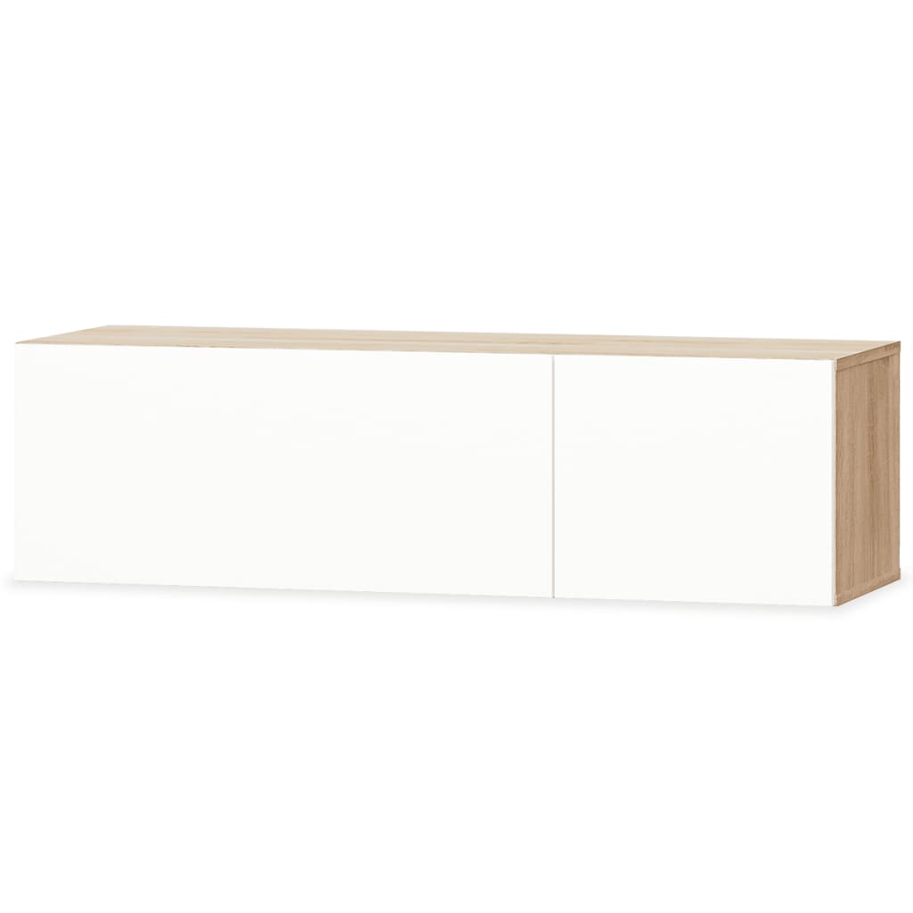 Tölgyfa/fehér magasfényű furnér tv szekrény 120 x 40 x 34 cm Tölgyfa/fehér magasfényű furnér tv szekrény 120 x 40 x 34 cm