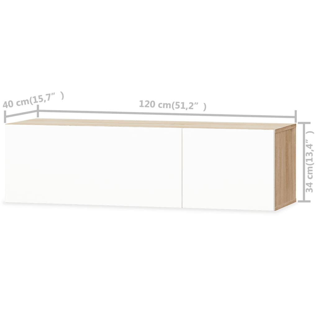 Tölgyfa/fehér magasfényű furnér tv szekrény 120 x 40 x 34 cm Tölgyfa/fehér magasfényű furnér tv szekrény 120 x 40 x 34 cm