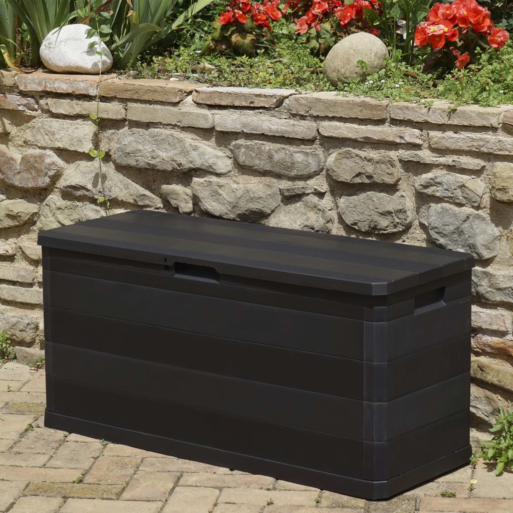 Fekete kerti tárolóláda 117 x 45 x 56 cm Fekete kerti tárolóláda 117 x 45 x 56 cm