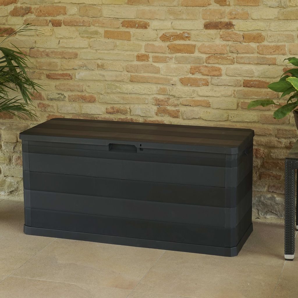 Fekete kerti tárolóláda 117 x 45 x 56 cm Fekete kerti tárolóláda 117 x 45 x 56 cm