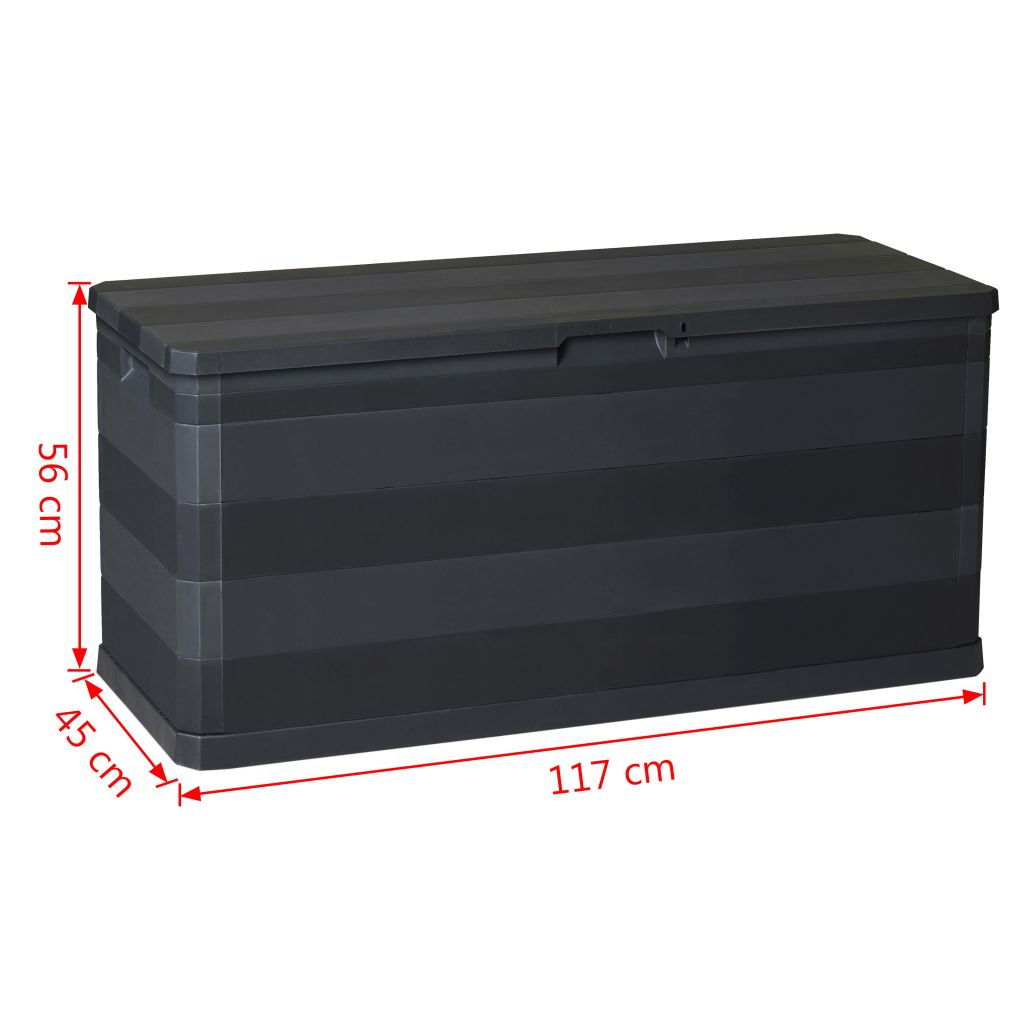 Fekete kerti tárolóláda 117 x 45 x 56 cm Fekete kerti tárolóláda 117 x 45 x 56 cm
