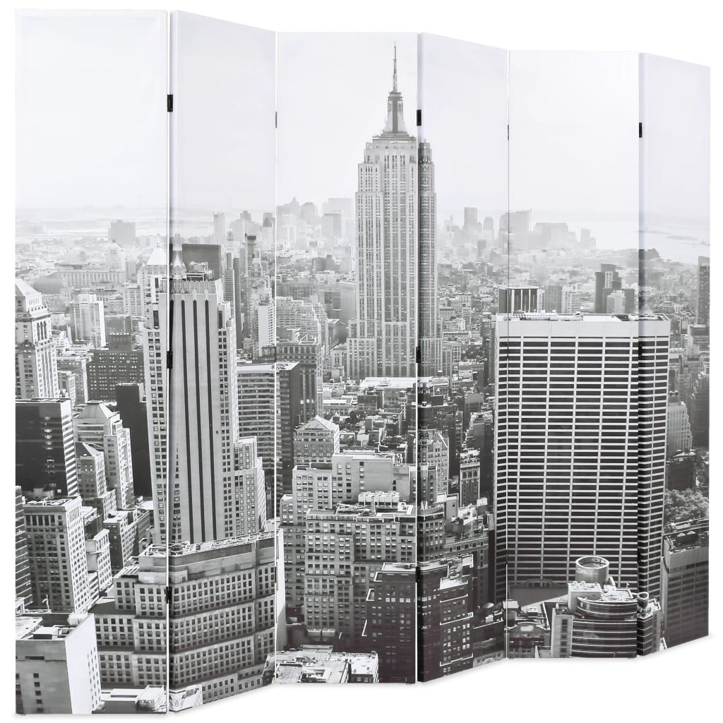 Fekete-fehér new york mintás paraván 228 x 170 cm