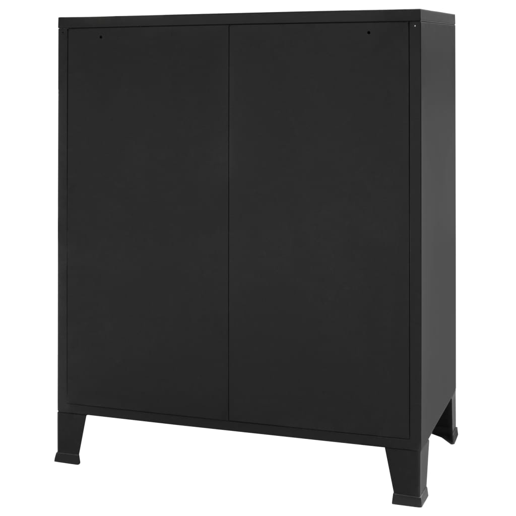 Ipari stílusú fekete fém fiókos szekrény 78 x 40 x 93 cm Ipari stílusú fekete fém fiókos szekrény 78 x 40 x 93 cm