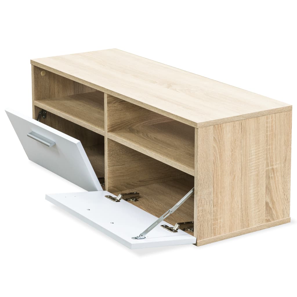 2 db tölgyfa színű/fehér faforgácslap tv szekrény 95x35x36 cm 2 db tölgyfa színű/fehér faforgácslap tv szekrény 95x35x36 cm