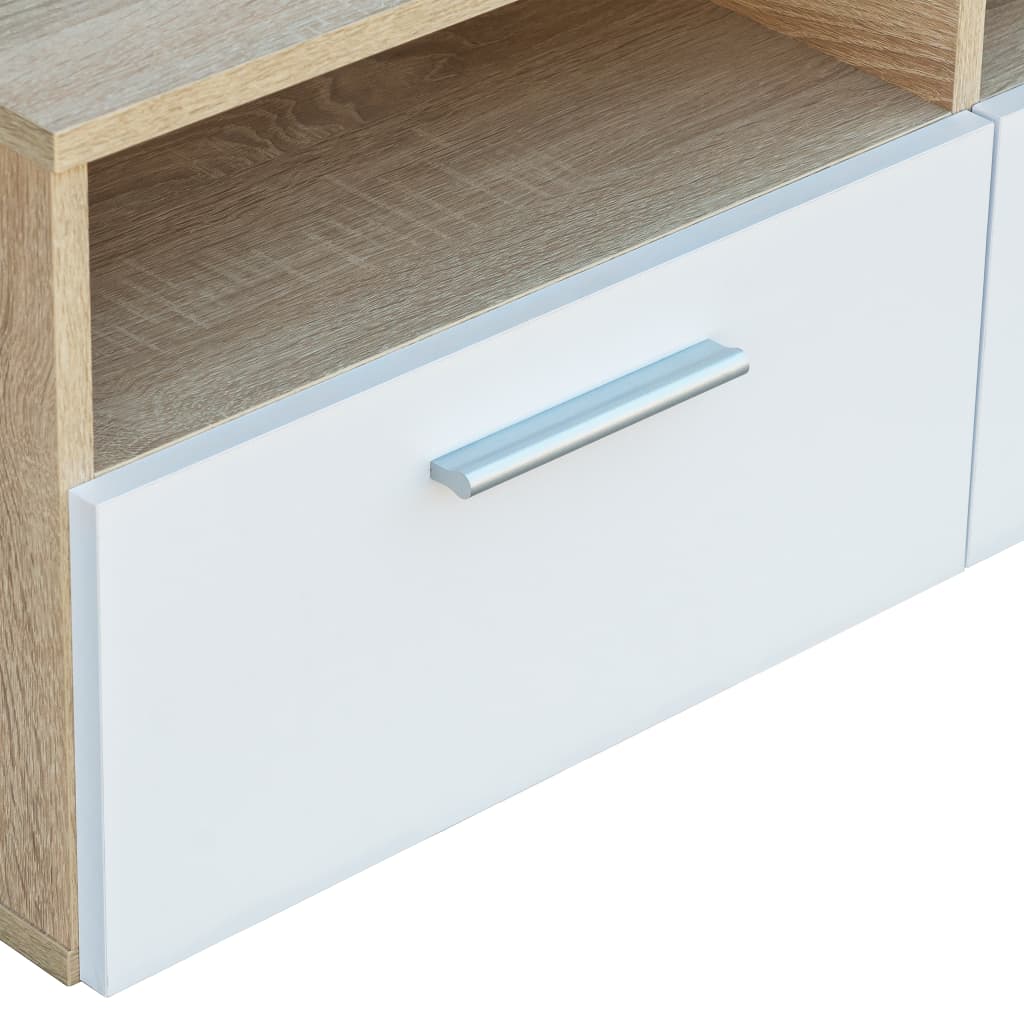 2 db tölgyfa színű/fehér faforgácslap tv szekrény 95x35x36 cm 2 db tölgyfa színű/fehér faforgácslap tv szekrény 95x35x36 cm