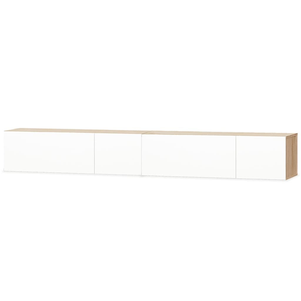 2 db tölgyfa/fehér magasfényű furnér tv szekrény 120x40x34 cm 2 db tölgyfa/fehér magasfényű furnér tv szekrény 120x40x34 cm