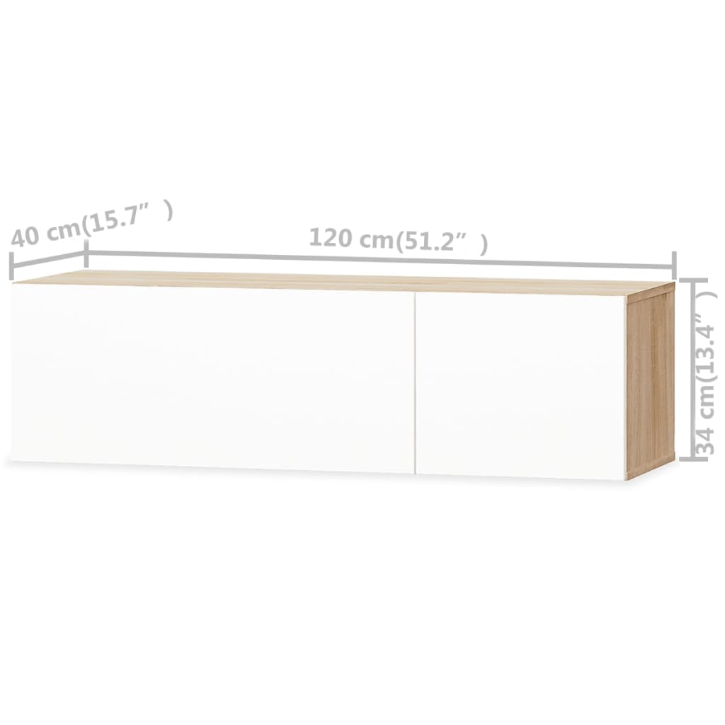 2 db tölgyfa/fehér magasfényű furnér tv szekrény 120x40x34 cm 2 db tölgyfa/fehér magasfényű furnér tv szekrény 120x40x34 cm