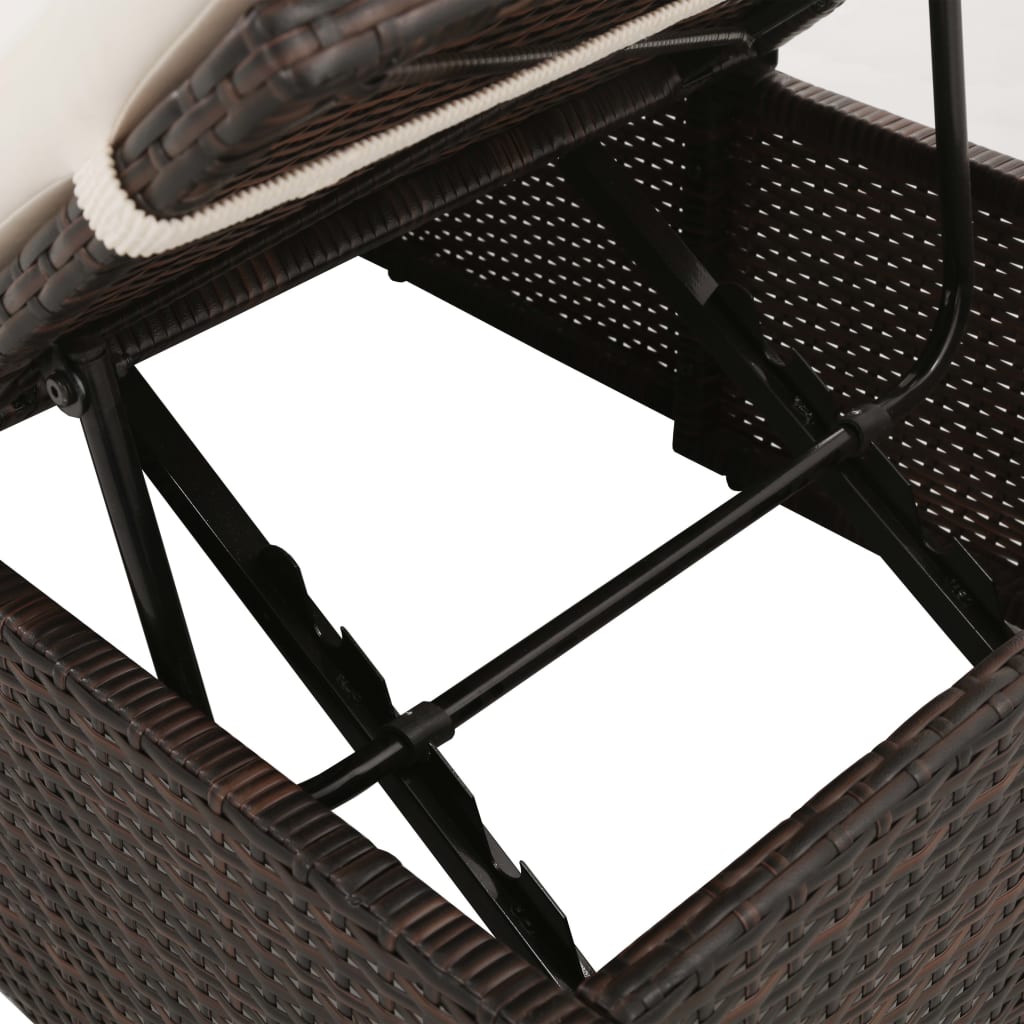 Barna polyrattan kerti ágy 195 x 60 cm