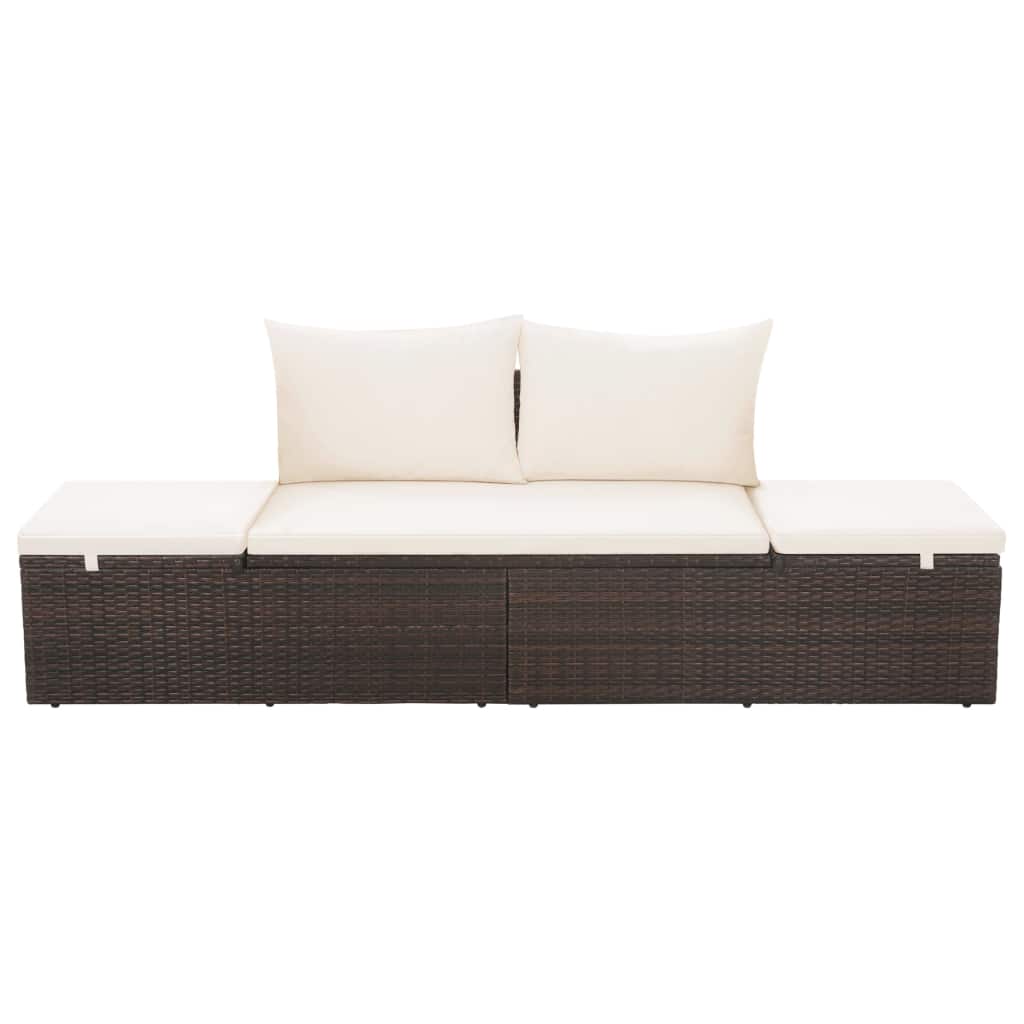 Barna polyrattan kerti ágy 195 x 60 cm