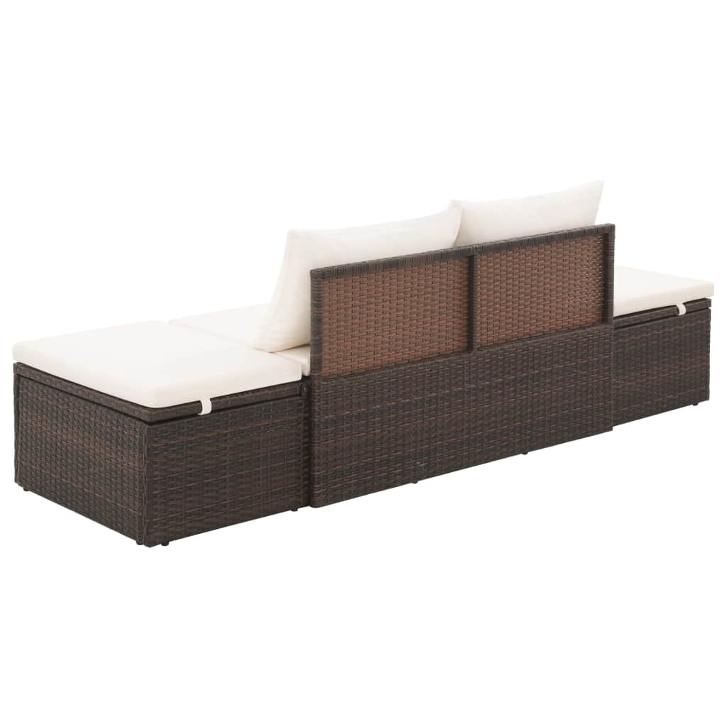 Barna polyrattan kerti ágy 195 x 60 cm