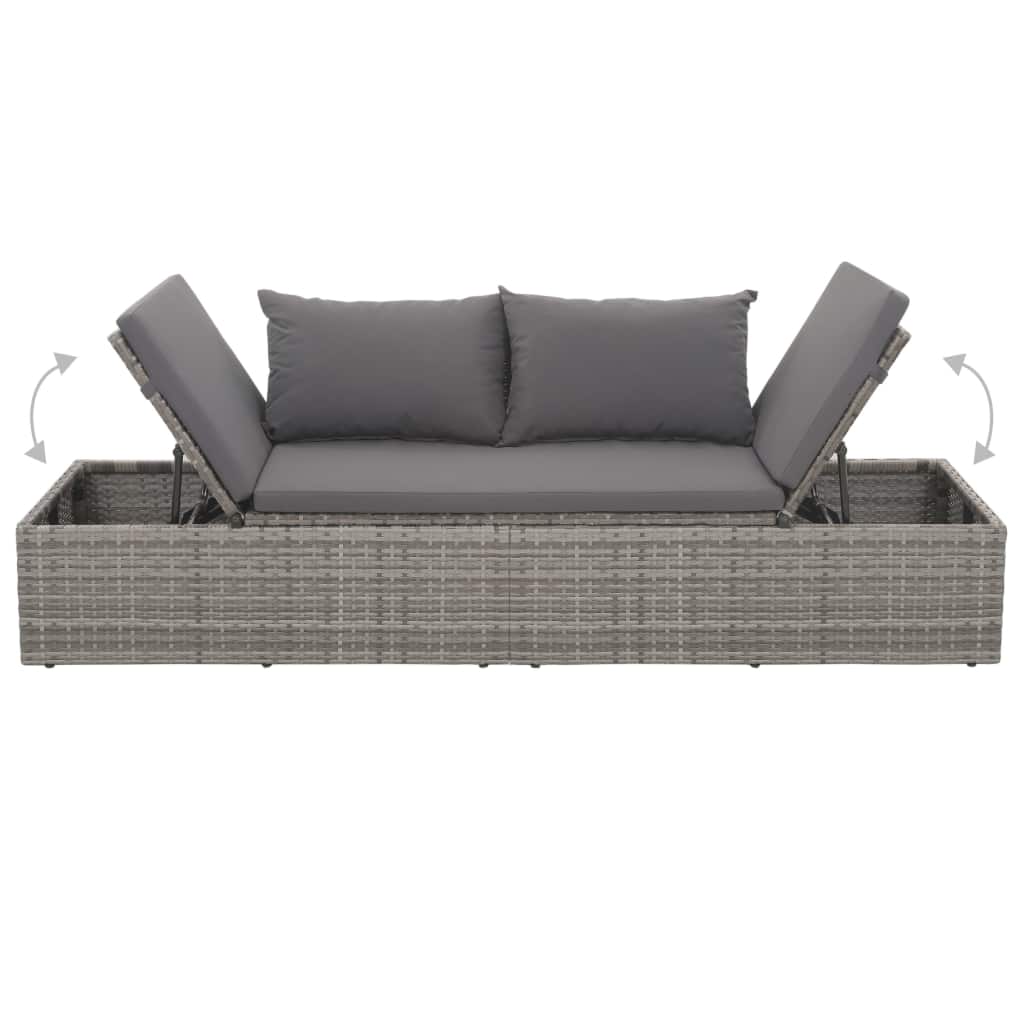 Szürke polyrattan kerti ágy 195 x 60 cm