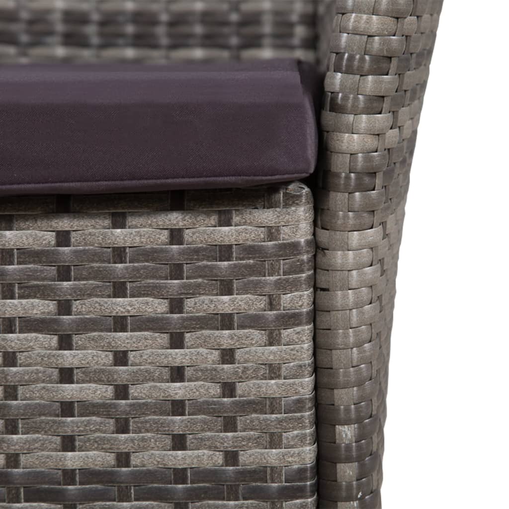 Szürke polyrattan kültéri szék zsámollyal és párnákkal