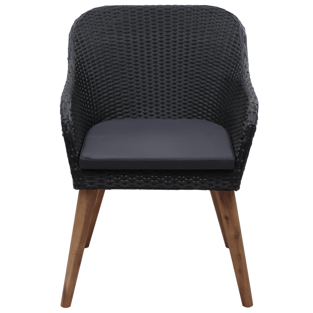 2 db fekete polyrattan kültéri szék párnával