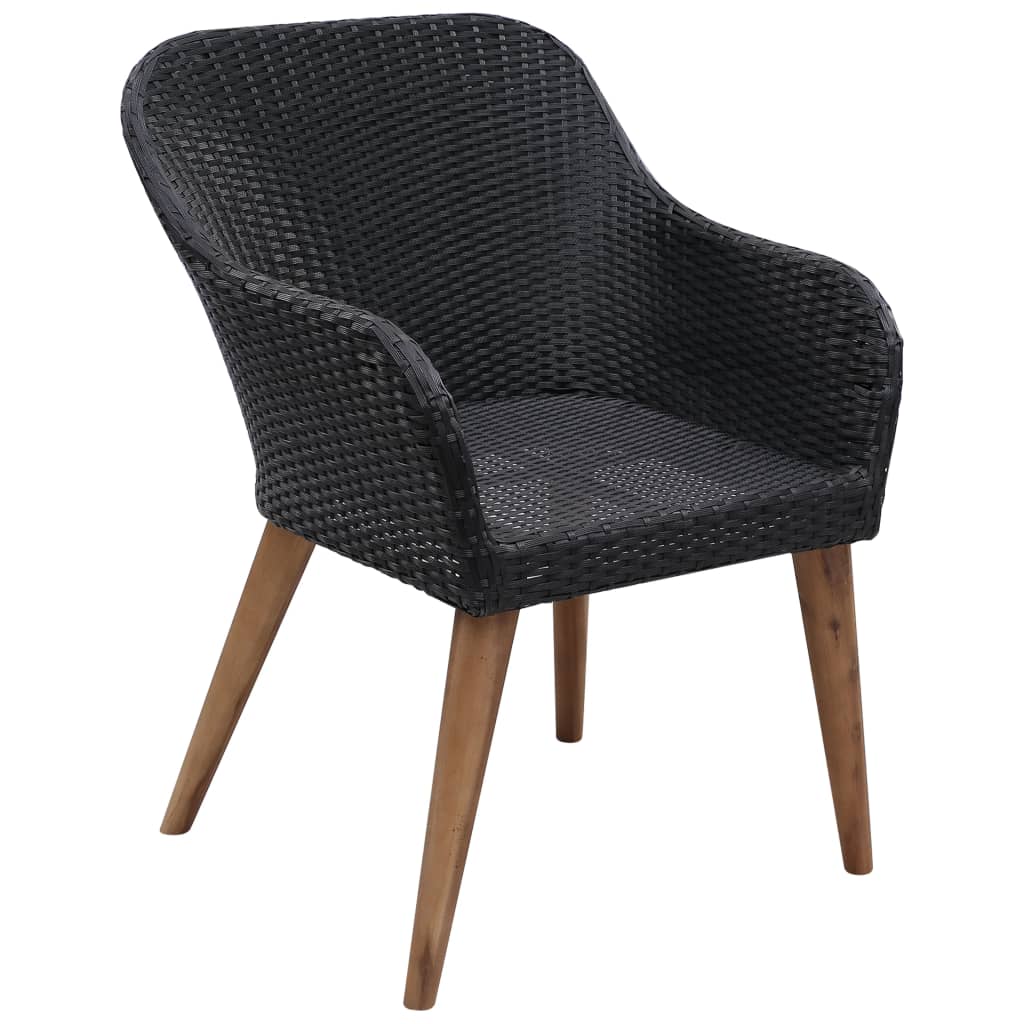 2 db fekete polyrattan kültéri szék párnával