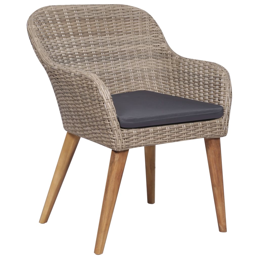 2 db barna polyrattan kültéri szék párnával