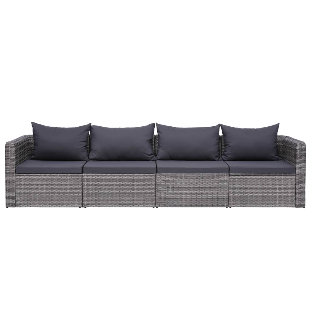 4-részes szürke polyrattan kerti ülőgarnitúra párnákkal 4-részes szürke polyrattan kerti ülőgarnitúra párnákkal