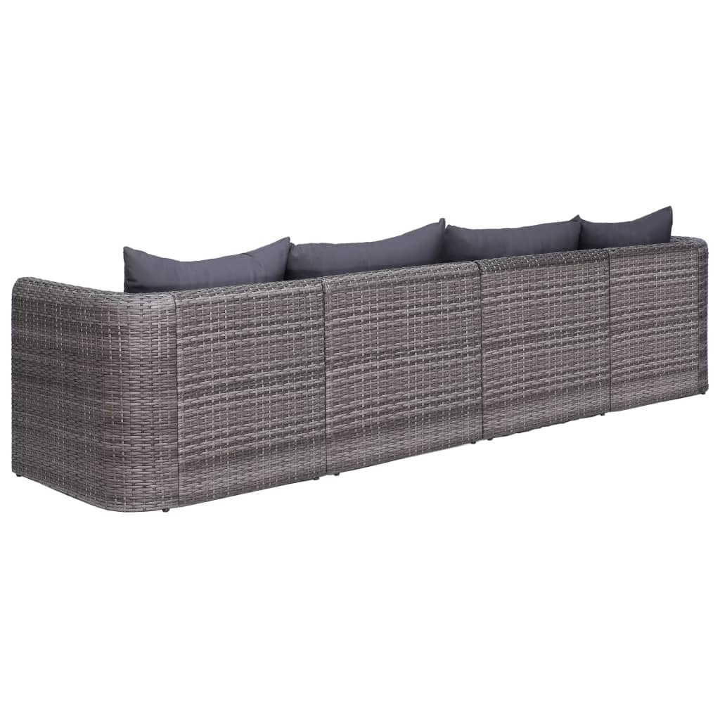 4-részes szürke polyrattan kerti ülőgarnitúra párnákkal 4-részes szürke polyrattan kerti ülőgarnitúra párnákkal