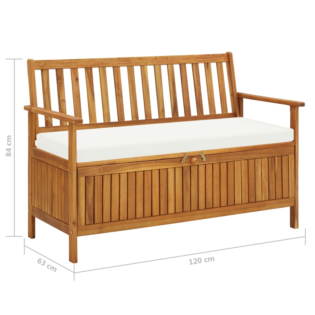 Tömör akácfa kerti xl tárolópad 120 x 63 x 84 cm