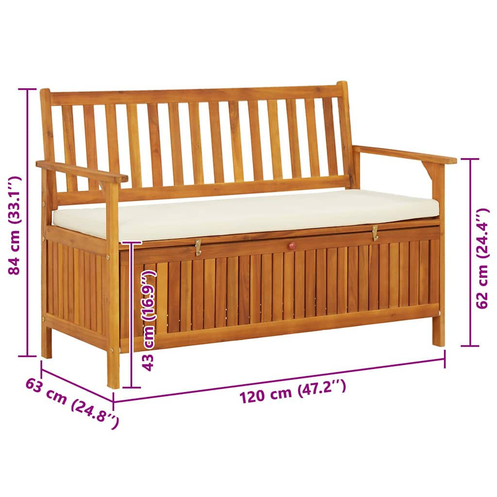 Tömör akácfa kerti xl tárolópad 120 x 63 x 84 cm