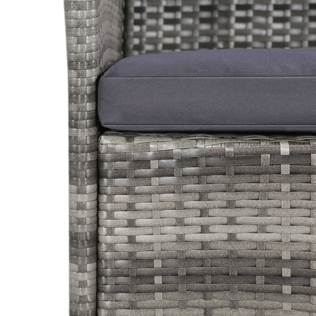 11-részes szürke polyrattan kültéri étkezőszett párnákkal