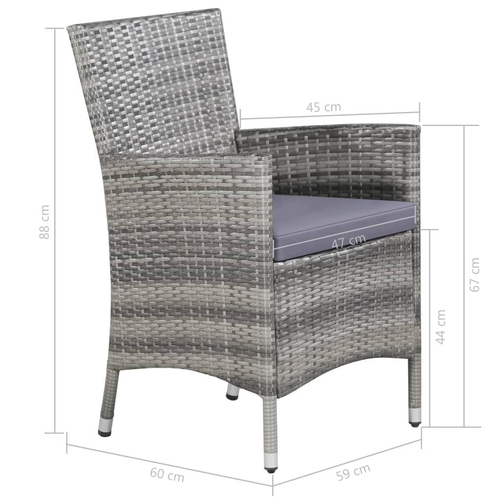 11-részes szürke polyrattan kültéri étkezőszett párnákkal
