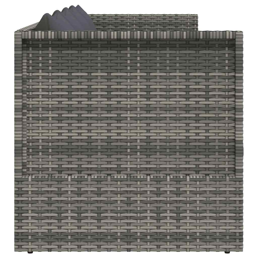 Szürke polyrattan kerti ágy 200 x 60 cm