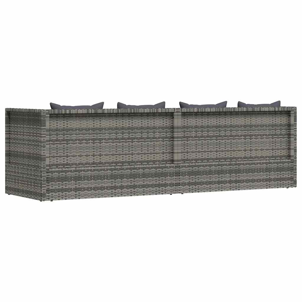 Szürke polyrattan kerti ágy 200 x 60 cm