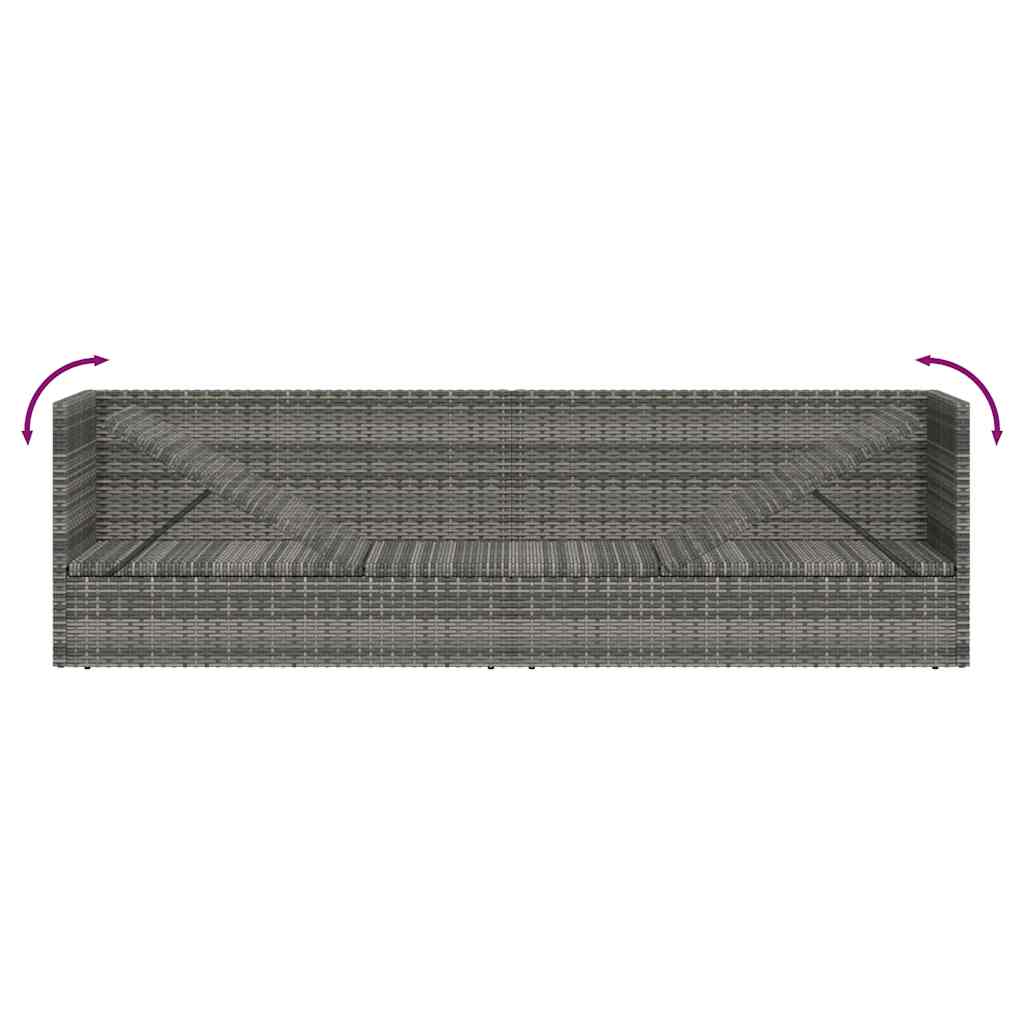 Szürke polyrattan kerti ágy 200 x 60 cm