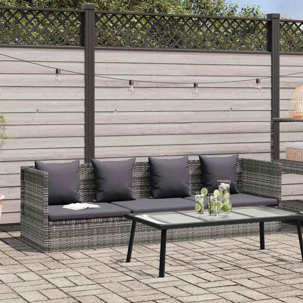 Szürke polyrattan kerti ágy 200 x 60 cm