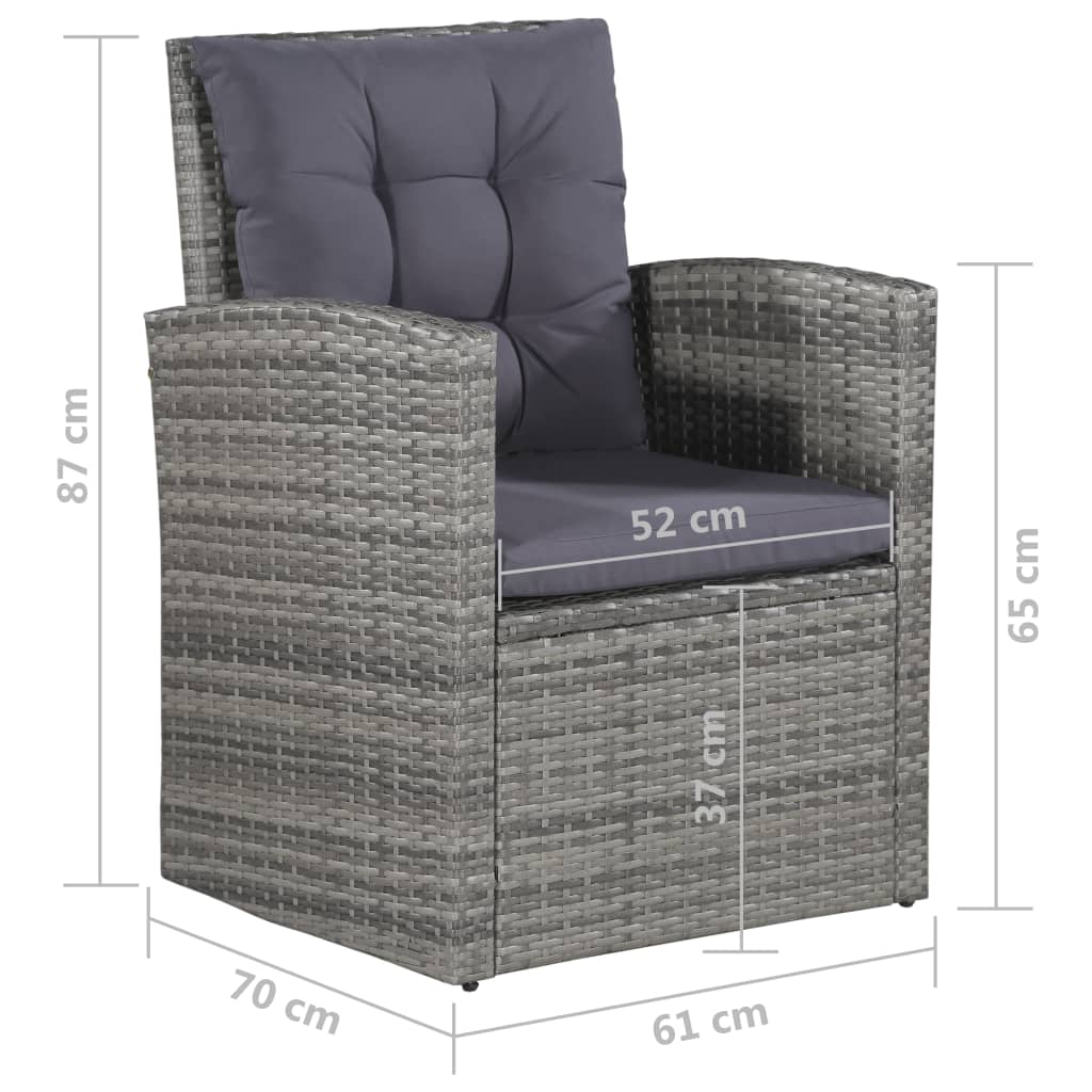 6-részes szürke polyrattan kerti bútorszett párnákkal 6-részes szürke polyrattan kerti bútorszett párnákkal