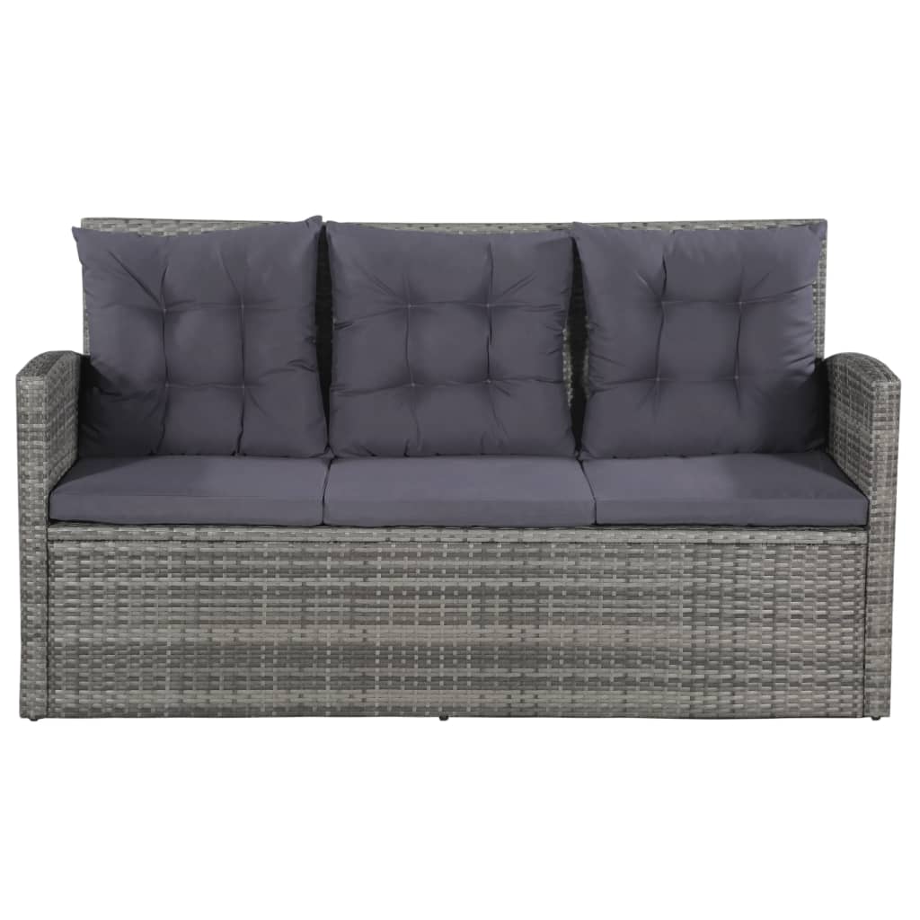 6-részes szürke polyrattan kerti bútorszett párnákkal 6-részes szürke polyrattan kerti bútorszett párnákkal