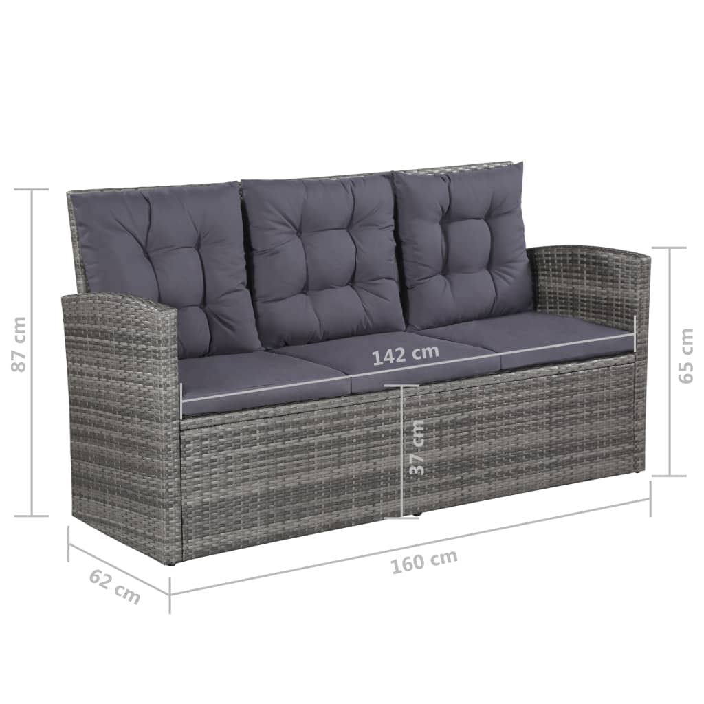 6-részes szürke polyrattan kerti bútorszett párnákkal 6-részes szürke polyrattan kerti bútorszett párnákkal