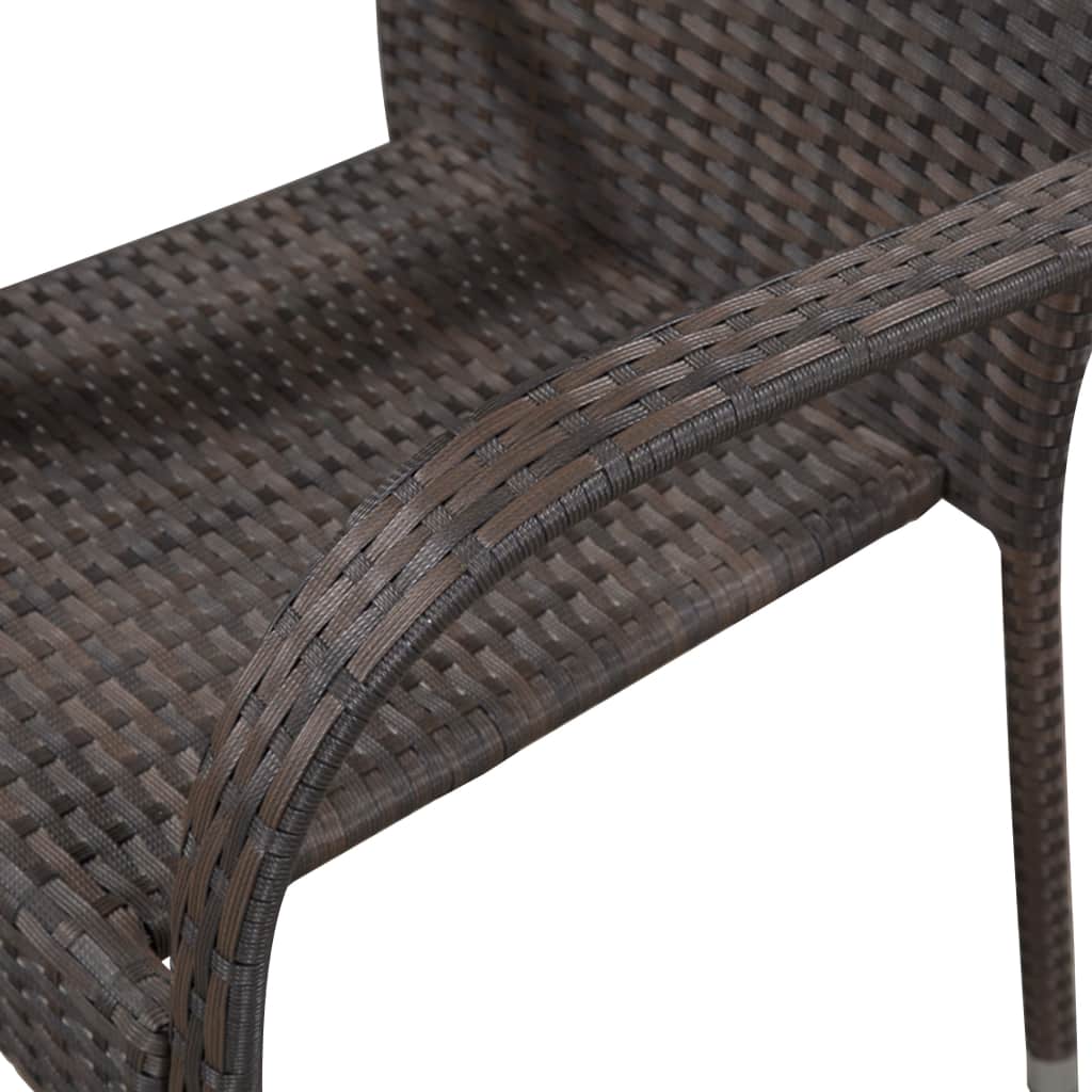 2 db barna rakásolható polyrattan kültéri szék