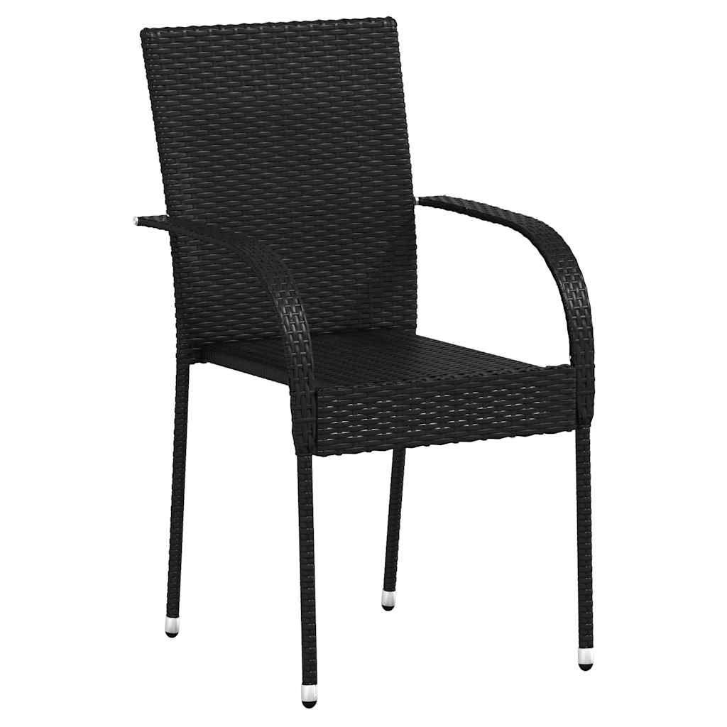2 db fekete rakásolható polyrattan kültéri szék