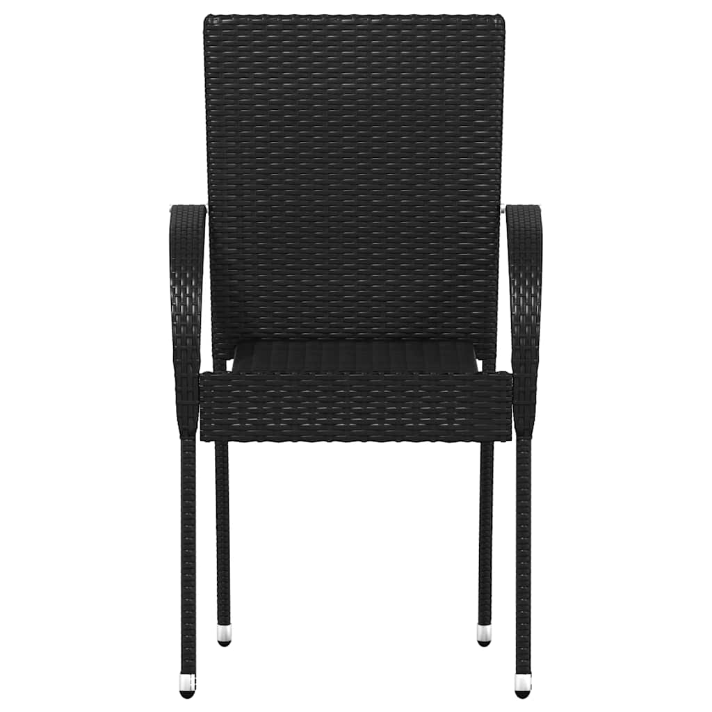 2 db fekete rakásolható polyrattan kültéri szék