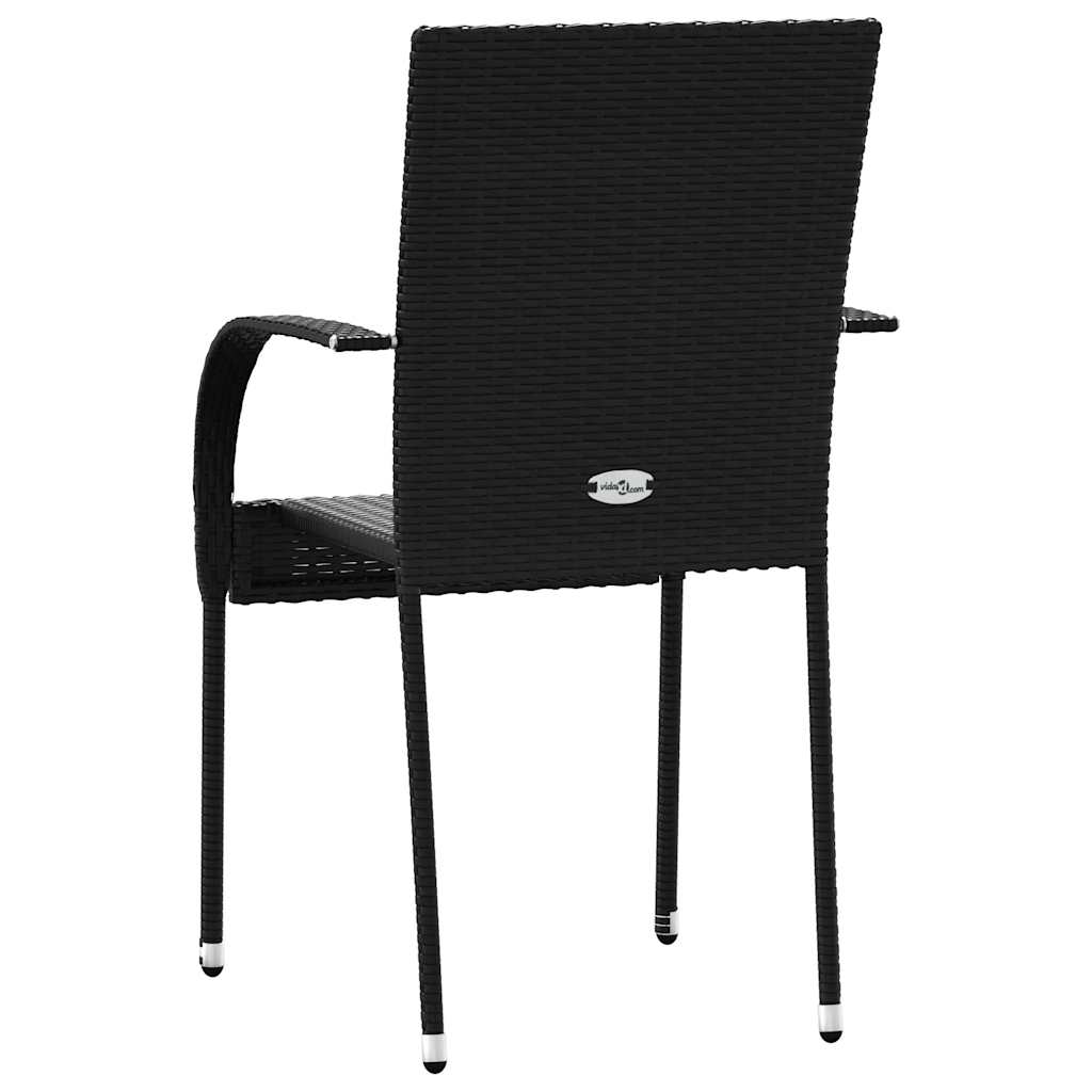 2 db fekete rakásolható polyrattan kültéri szék