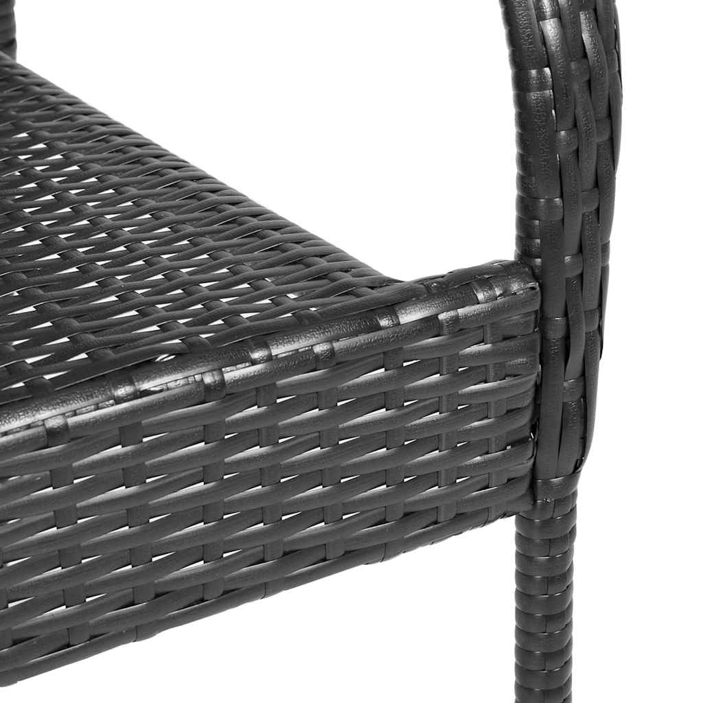 2 db fekete rakásolható polyrattan kültéri szék